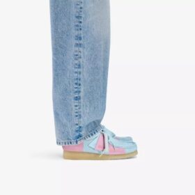 Wallabee for kvinner, blekblå og rosa striper