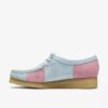 Wallabee for kvinner, blekblå og rosa striper