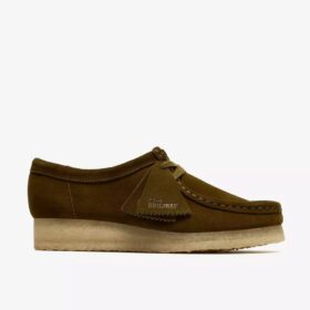 Wallabee for kvinner i olivenfarget semsket skinn
