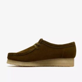 Wallabee for kvinner i olivenfarget semsket skinn