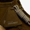 Wallabee for kvinner i olivenfarget semsket skinn
