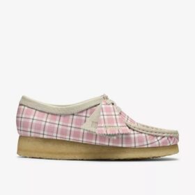 Wallabee for kvinner i rosa gingham-rutemønster