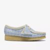 Wallabee for kvinner med blå gingham-rutemønster