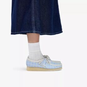 Wallabee for kvinner med blå gingham-rutemønster