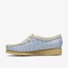 Wallabee for kvinner med blå gingham-rutemønster