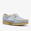 Wallabee for kvinner med blå gingham-rutemønster