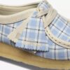 Wallabee for kvinner med blå gingham-rutemønster