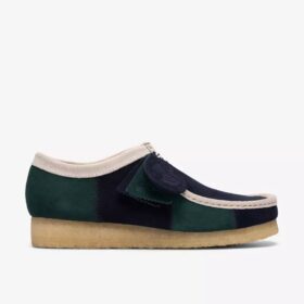 Wallabee for menn, blå/grønn stripe