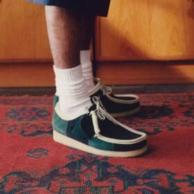 Wallabee for menn, blå/grønn stripe