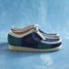 Wallabee for menn, blå/grønn stripe