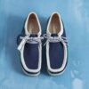 Wallabee for menn, blå/grønn stripe