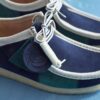 Wallabee for menn, blå/grønn stripe
