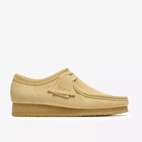 Wallabee for menn i blekgult semsket skinn