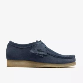 Wallabee for menn i denimblått semsket skinn