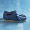 Wallabee for menn i denimblått semsket skinn
