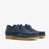 Wallabee for menn i denimblått semsket skinn