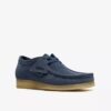 Wallabee for menn i denimblått semsket skinn