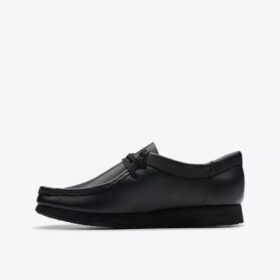 Wallabee™-sko i svart skinn for eldre barn Wallabee™-sko i svart skinn for eldre barn