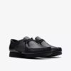 Wallabee™-sko i svart skinn for eldre barn