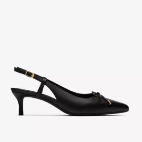 Zarey Bow-pumps i svart skinn for damer
