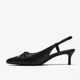 Zarey Bow-pumps i svart skinn for damer